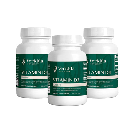 Anti-Inflammation & Cellular Energy Trio – Vitamin D3, CoQ10 & Magnesium Glycinate Veridda Longevity